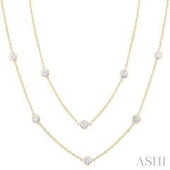 ASHI Bezel Set Diamond Station Long Necklace 980S3PPFGNKYG