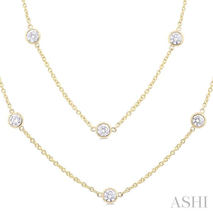 ASHI Bezel Set Diamond Station Long Necklace 980S3PPFGNKYG