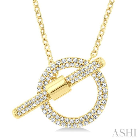 ASHI Circle Toggle Diamond Fashion Necklace 980YHPPFGNKYG