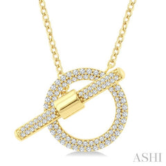 ASHI Circle Toggle Diamond Fashion Necklace 980YHPPFGNKYG