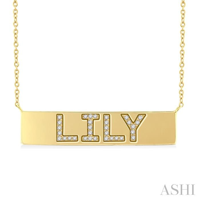 ASHI Block 'LILY' Diamond Nameplate Necklace 980Z0PPTSNKYG