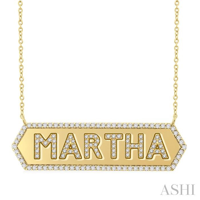 ASHI Block 'MARTHA' Diamond Nameplate Necklace 981ZHPPTSNKYG