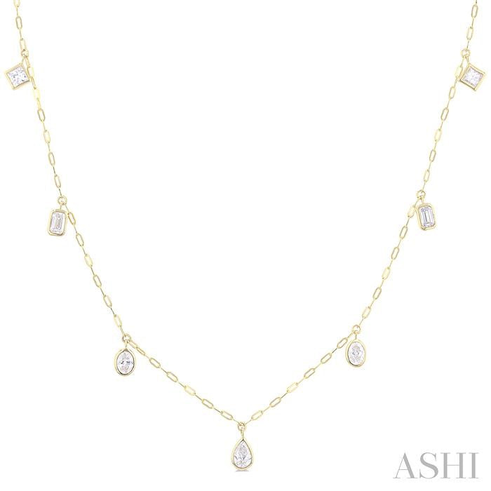 ASHI Mixed Shape Bezel Set Diamond Station Necklace 982S1PPFGNKYG