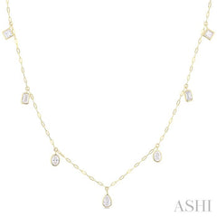 ASHI Mixed Shape Bezel Set Diamond Station Necklace 982S1PPFGNKYG