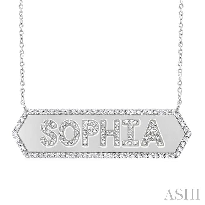 ASHI Block 'SOPHIA' Diamond Nameplate Necklace 982ZHPPTSNKWG