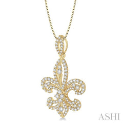 ASHI Fleur De Lis Diamond Pendant 98361PPFGPDYG