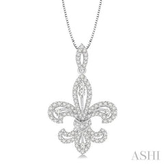 ASHI Fleur De Lis Diamond Pendant 98372PPFHPDWG