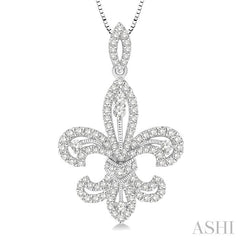 ASHI Fleur De Lis Diamond Pendant 98372PPFHPDWG
