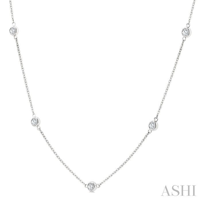ASHI Bezel Set Diamond Station Necklace 983S1PPFGNKWG