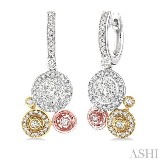 ASHI Round Shape Halo Lovebright Diamond Fashion Earrings 98412PPFGER3T