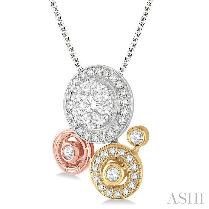 ASHI Round Shape Halo Lovebright Diamond Fashion Pendant 98413PPFGPD3T