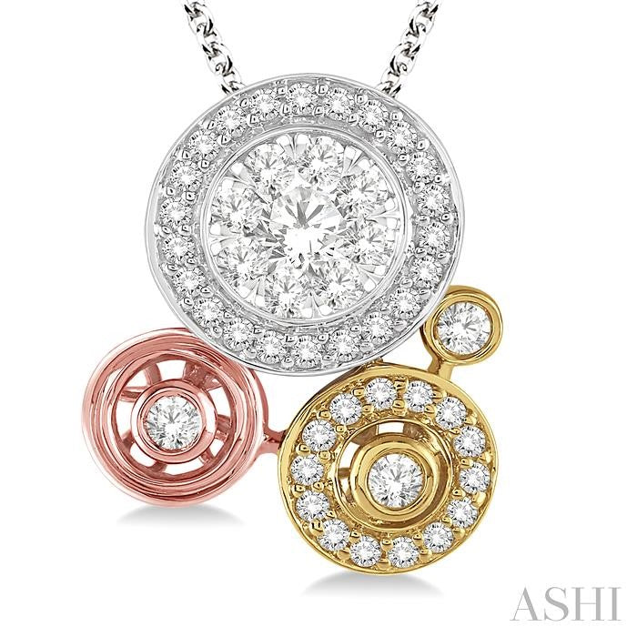 ASHI Round Shape Halo Lovebright Diamond Fashion Pendant 98413PPFGPD3T