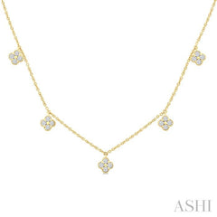 ASHI Clover Diamond Station Necklace 984SHPPFGNKYG