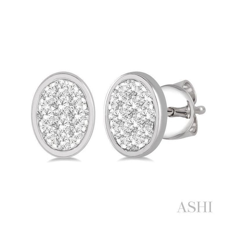 ASHI Oval Shape Lovebright Essential Diamond Stud Earrings 918B5PPFHERWG