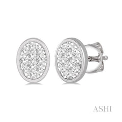 ASHI Oval Shape Lovebright Essential Diamond Stud Earrings 918B5PPFHERWG