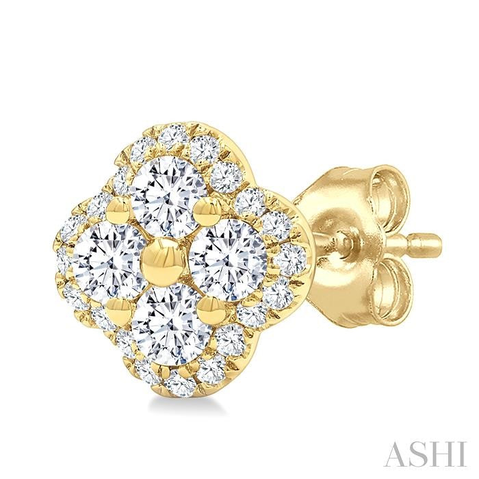 ASHI Clover Diamond Fashion Earrings 985S3PPFGERYG
