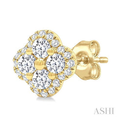 ASHI Clover Diamond Fashion Earrings 985S3PPFGERYG