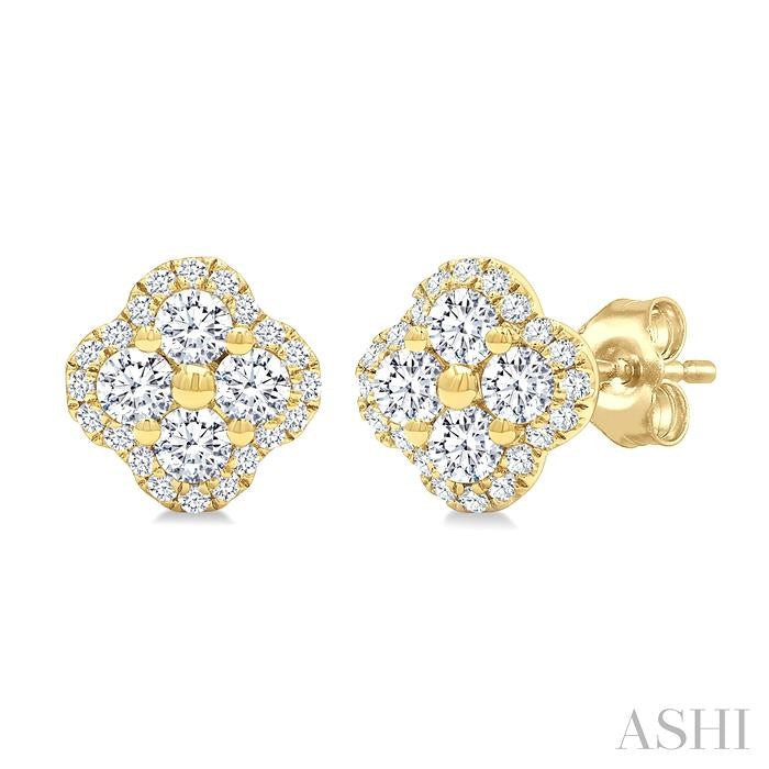 ASHI Clover Diamond Fashion Earrings 985S3PPFGERYG