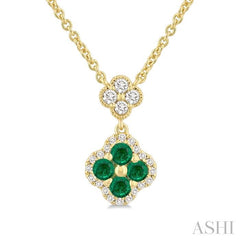 ASHI Clover Gemstone & Diamond Station Necklace 986SQPPFGNKEMYG
