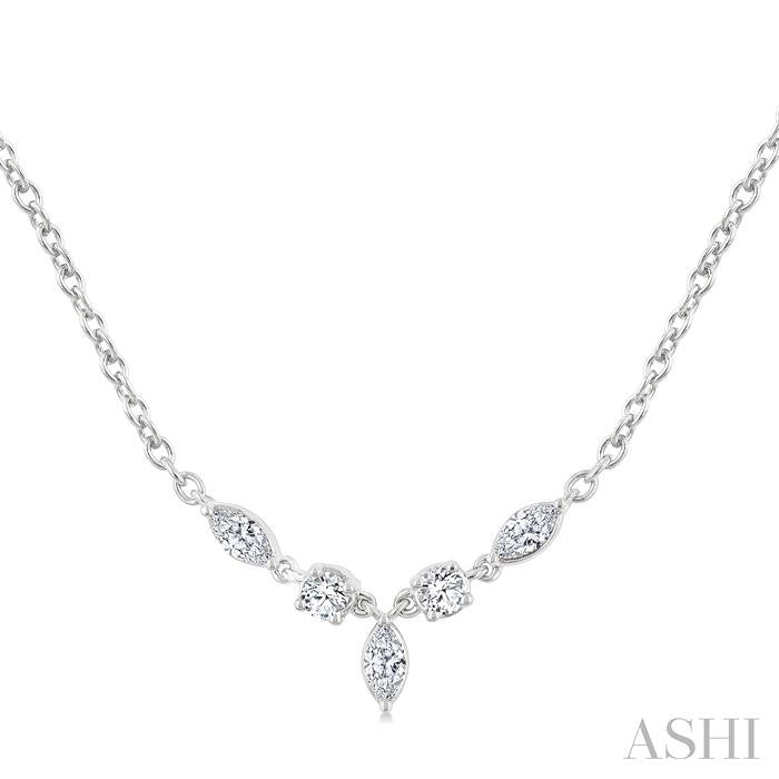 ASHI Marquise & Round Shape Diamond Fashion Necklace 986YUPPFGNKWG