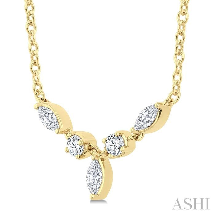 ASHI Marquise & Round Shape Diamond Fashion Necklace 986YUPPFGNKYG
