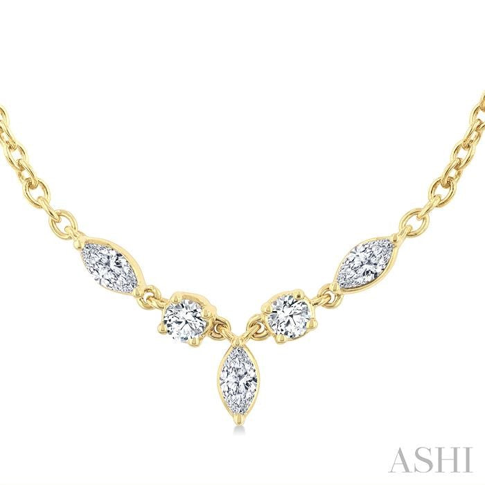 ASHI Marquise & Round Shape Diamond Fashion Necklace 986YUPPFGNKYG