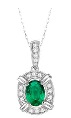 Parkplace Jewelers Oval Shape Gemstone & Halo Diamond Pendant 58438PPTSPDEMWG