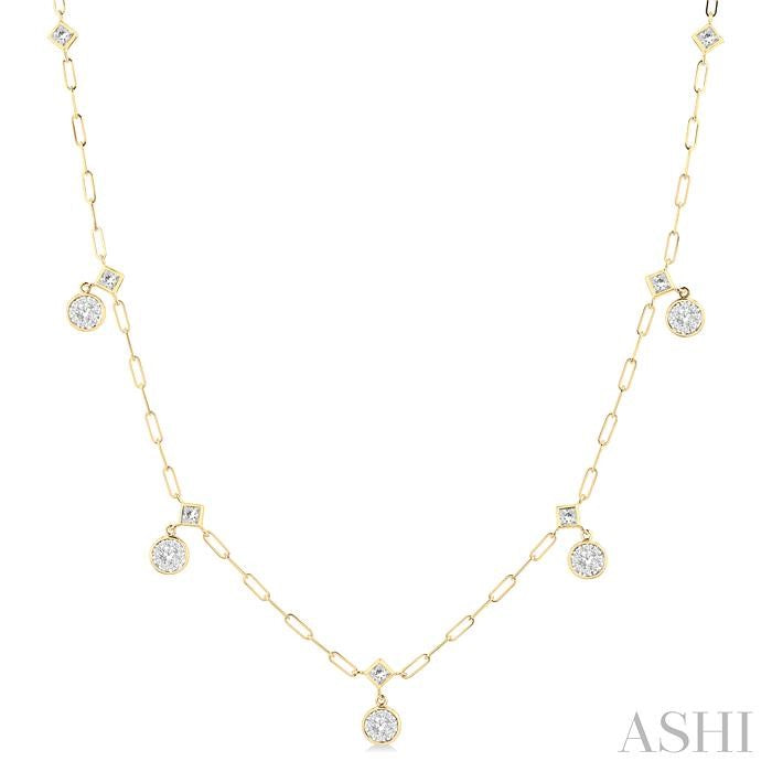 ASHI Lovebright Diamond Paperclip Station Necklace 988SVPPFGNKYW