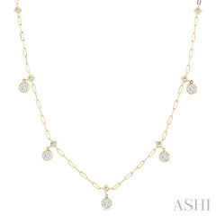 ASHI Lovebright Diamond Paperclip Station Necklace 988SVPPFGNKYW