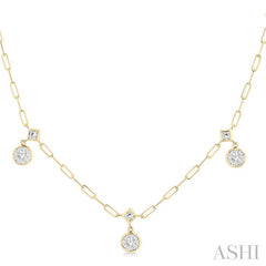 ASHI Lovebright Diamond Paperclip Station Necklace 988SVPPFGNKYW