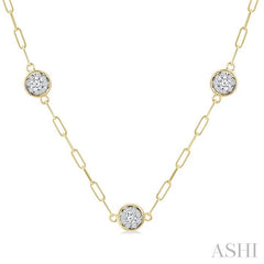 ASHI Lovebright Diamond Paperclip Station Necklace 989S1PPFGNKYW