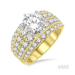ASHI Round Shape Semi-Mount Diamond Engagement Ring 17280PPFRYW-SM-2.10