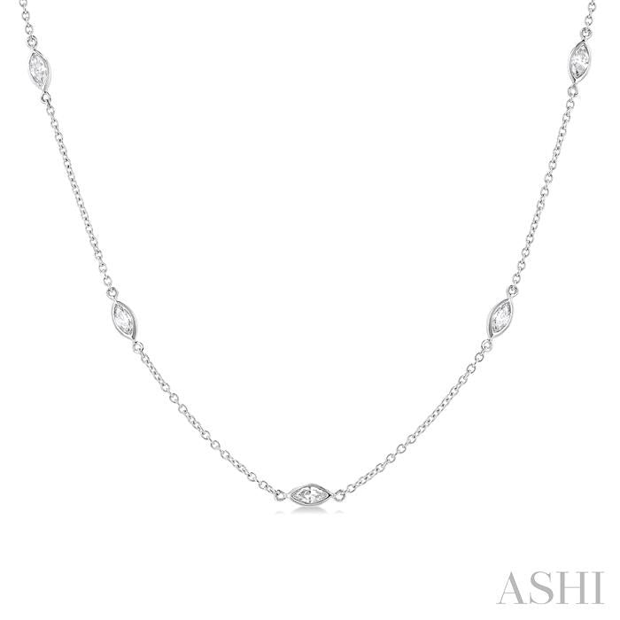 ASHI Marquise Shape Diamond Station Necklace 990A1PPFGNKWG-MQ