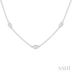ASHI Emerald Shape Diamond Station Necklace 990A1PPFGNKWG-OC-1.5