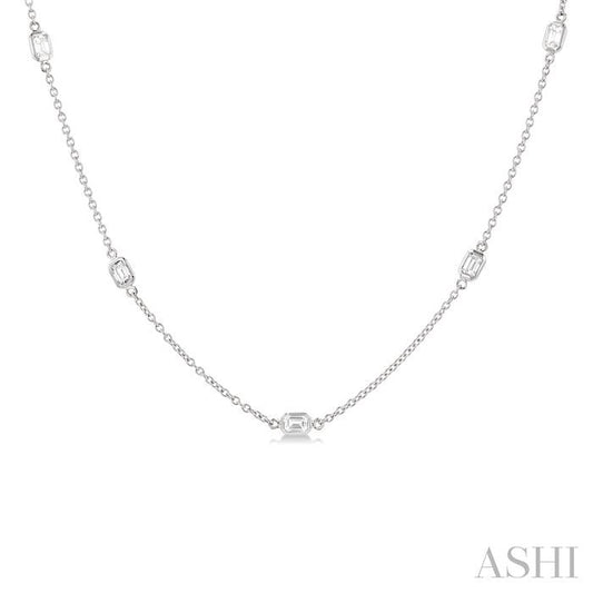 ASHI Emerald Shape Diamond Station Necklace 990A1PPFGNKWG-OC