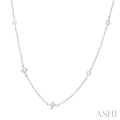 ASHI Princess Shape Diamond Station Necklace 990A1PPFGNKWG-PRN