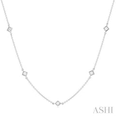 ASHI Princess Shape Diamond Station Necklace 990A1PPFGNKWG-PRN