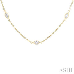 ASHI Marquise Shape Diamond Station Necklace 990A1PPFGNKYG-MQ-1.5