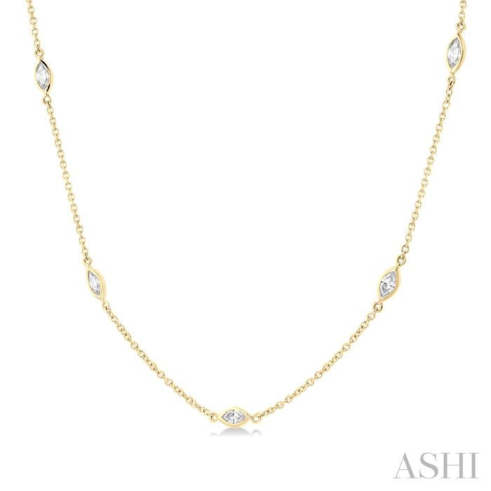 ASHI Marquise Shape Diamond Station Necklace 990A1PPFGNKYG-MQ
