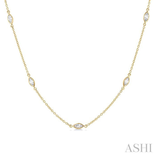 ASHI Marquise Shape Diamond Station Necklace 990A1PPFGNKYG-MQ