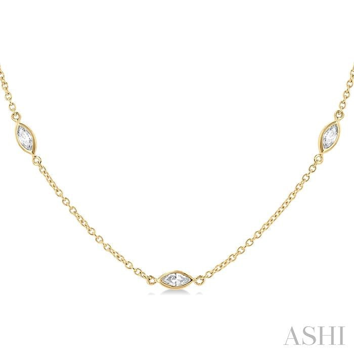 ASHI Marquise Shape Diamond Station Necklace 990A1PPFGNKYG-MQ