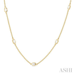 ASHI Emerald Shape Diamond Station Necklace 990A1PPFGNKYG-OC