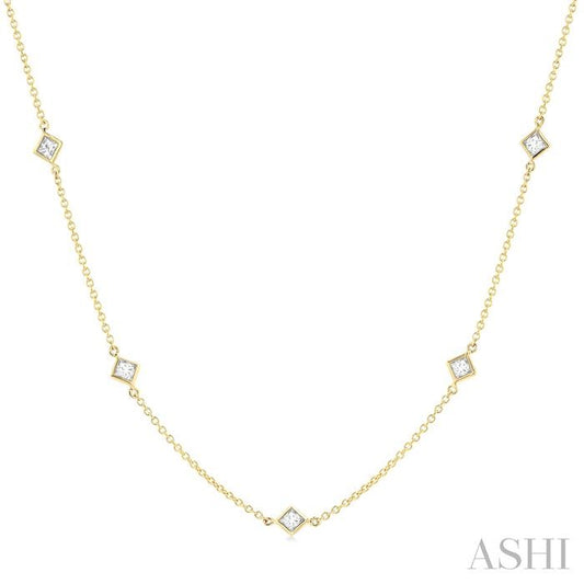 ASHI Princess Shape Diamond Station Necklace 990A1PPFGNKYG-PRN