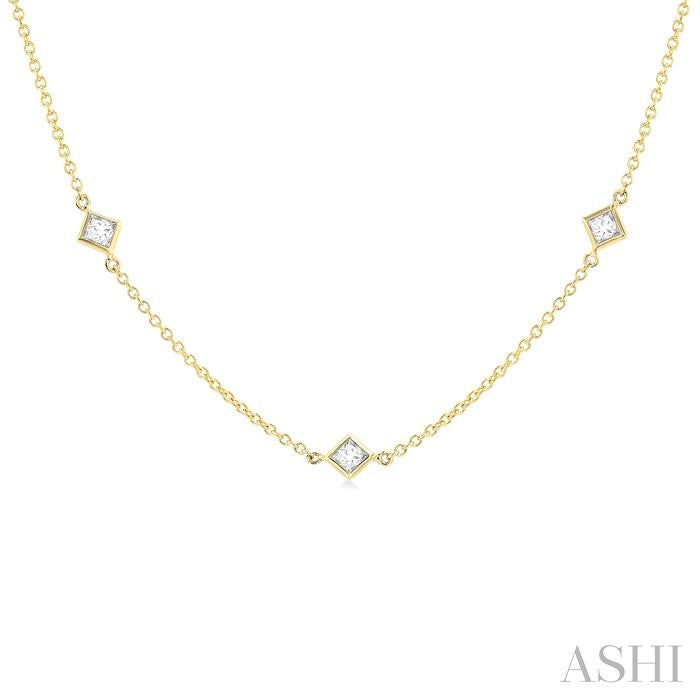 ASHI Princess Shape Diamond Station Necklace 990A1PPFGNKYG-PRN