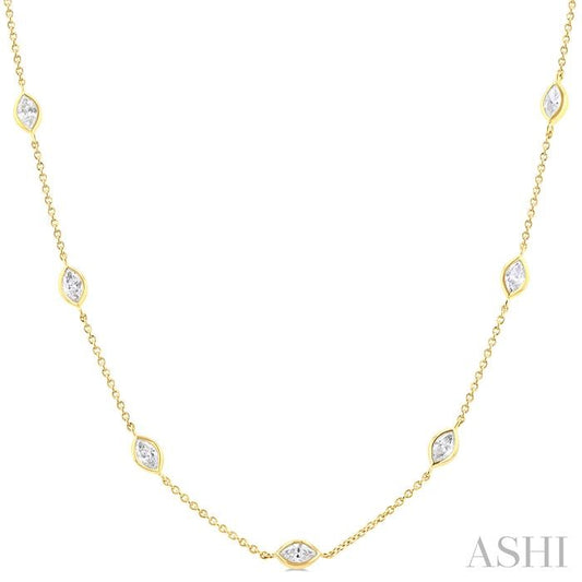 ASHI Marquise Shape Diamond Station Necklace 990A2PPFGNKYG-MQ