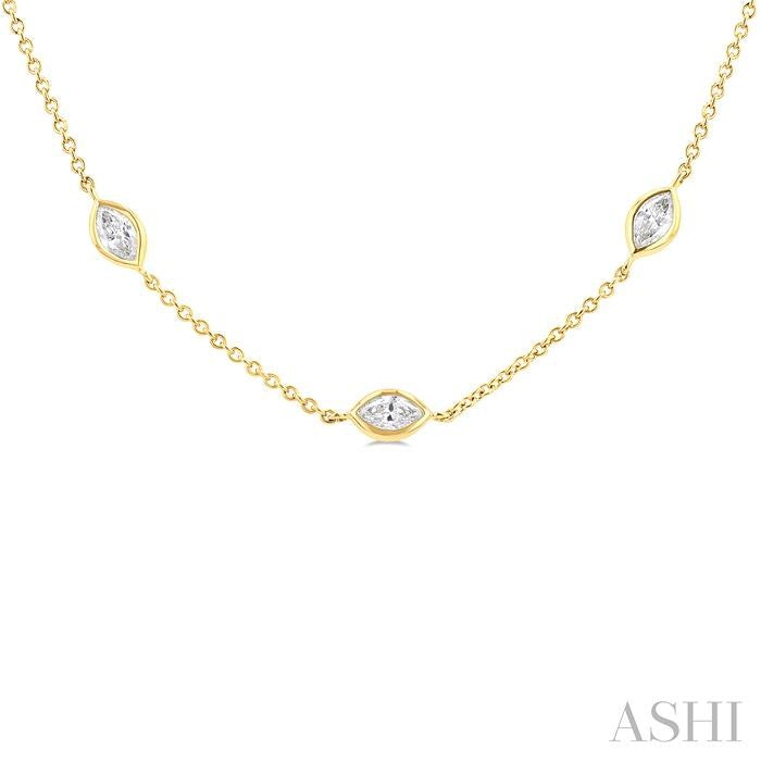 ASHI Marquise Shape Diamond Station Necklace 990A2PPFGNKYG-MQ