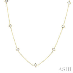 ASHI Princess Shape Diamond Station Necklace 990A2PPFGNKYG-PRN