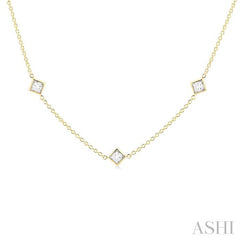 ASHI Princess Shape Diamond Station Necklace 990A2PPFGNKYG-PRN