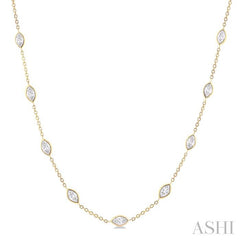 ASHI Marquise Shape Diamond Station Necklace 990A3PPFGNKYG-MQ