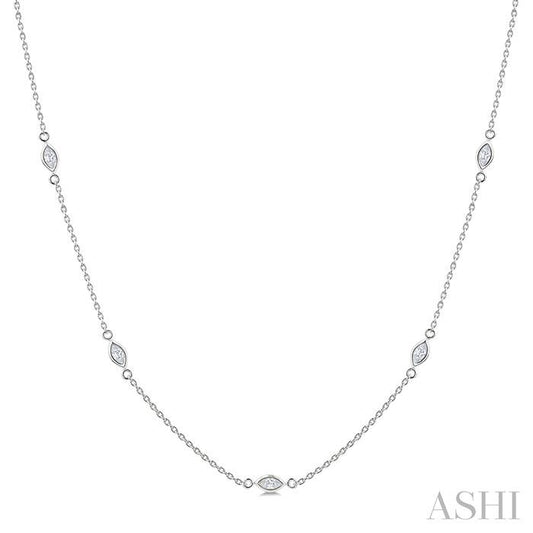 ASHI Marquise Shape Diamond Station Necklace 990AHPPFGNKWG-MQ